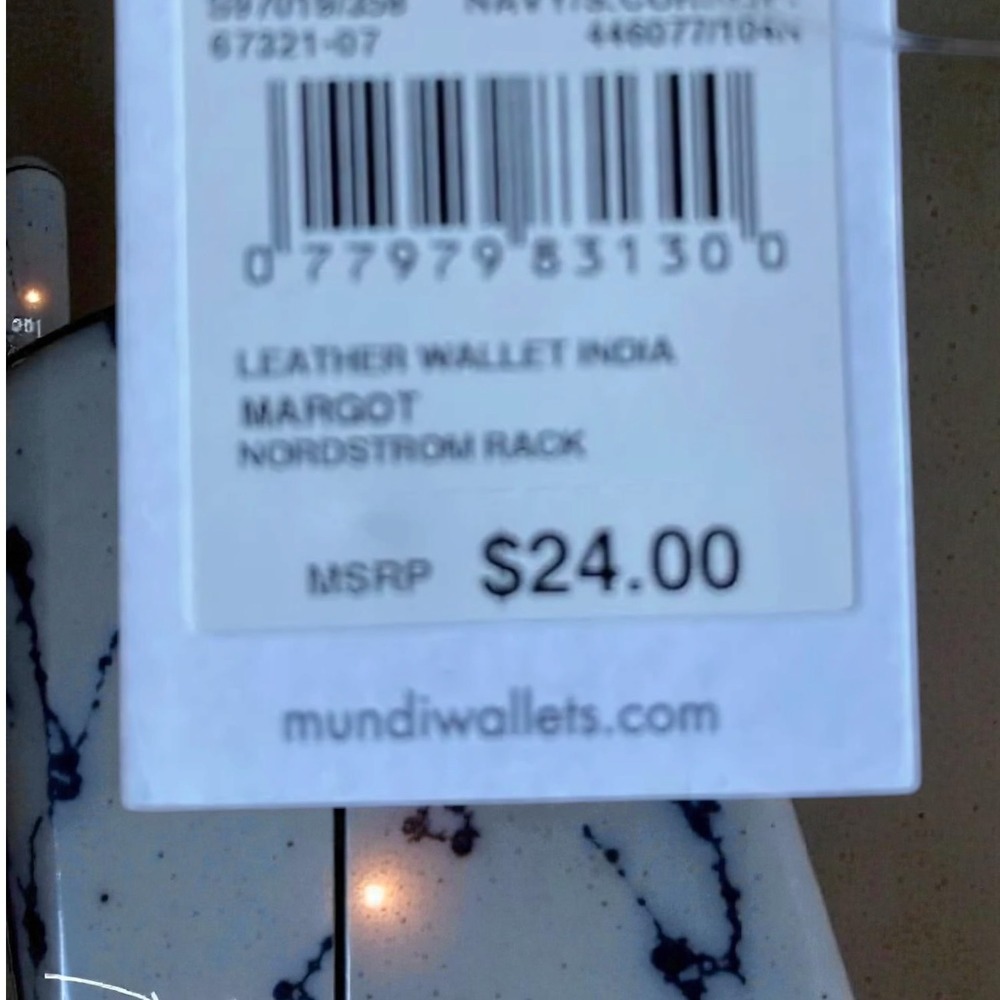 Mundi Margot Genuine Calfskin Leather Card Case Wallet Tri-Color Nordstrom NEW - Picture 7 of 7